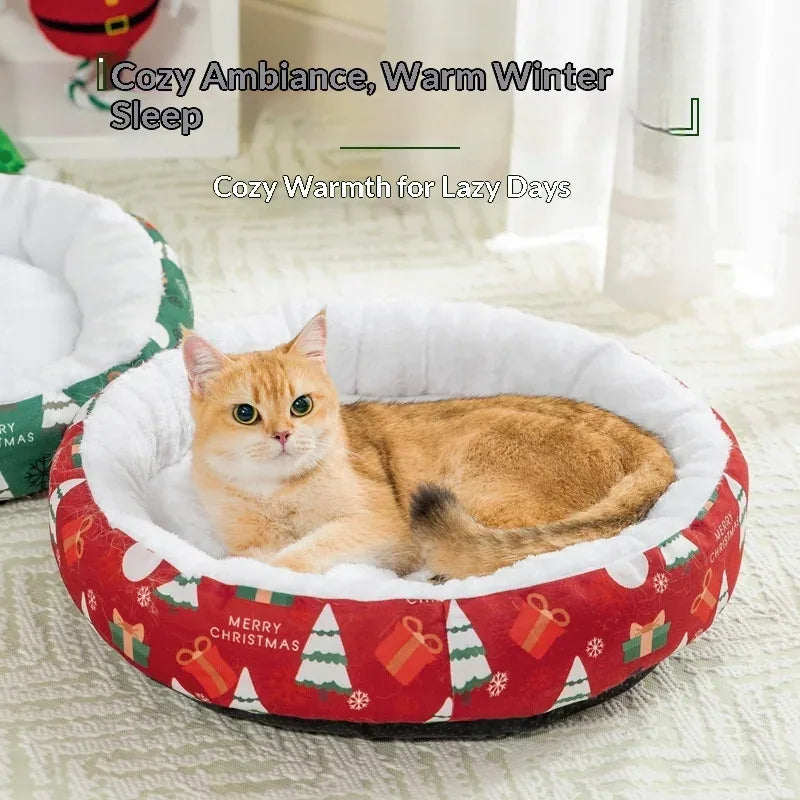 Calming Plush Holiday Pet Bed