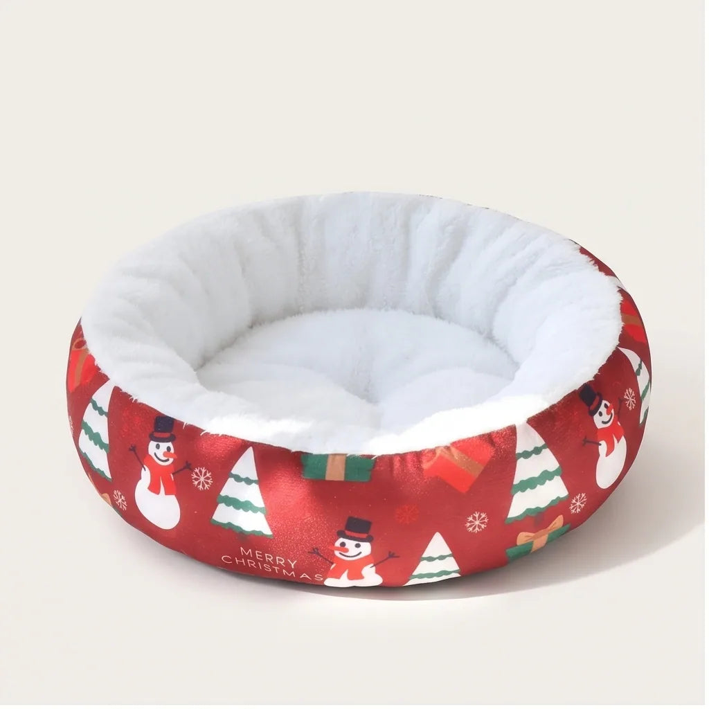 Calming Plush Holiday Pet Bed
