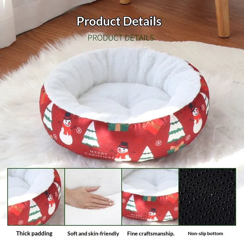 Calming Plush Holiday Pet Bed