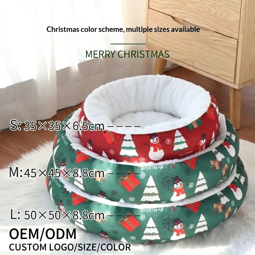 Calming Plush Holiday Pet Bed
